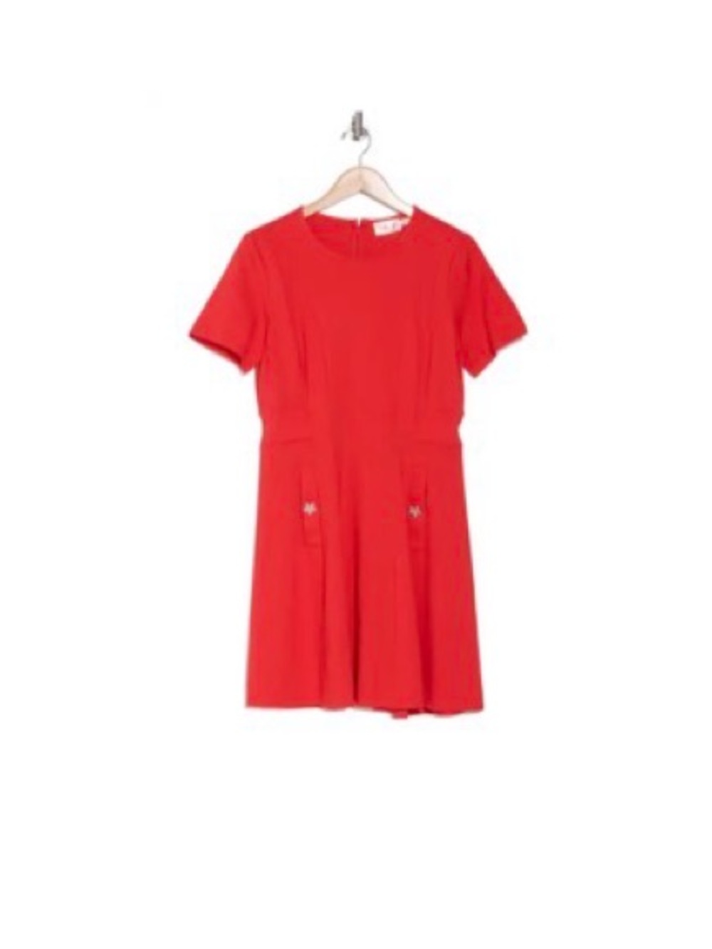 Eliza J 
Blue and Red Short Sleeve Fit-and-Flare Dress